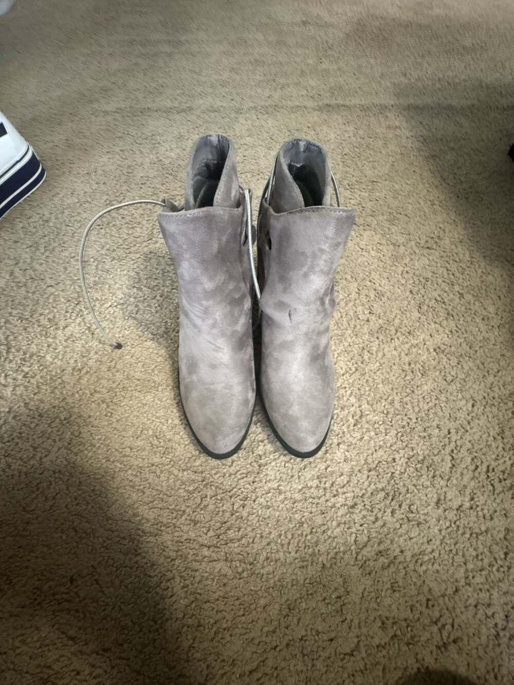 Dirty Laundry Wing It Gray Fabric Bootie Heels